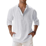 Load image into Gallery viewer, New Cotton Linen Shirts for Men Casual Shirts Lightweight Long Sleeve Henley Beach Shirts Hawaiian T Shirts for Men
