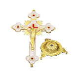 Load image into Gallery viewer, Gold Catholic INRI Budded Wall Crosses Christian Latin Cross Fleuree Prayer Church Decor Hanging Crucifix
