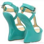 Load image into Gallery viewer, Open Toe Strange Style Heels Sandals Women Sexy T-Strap Solid Round Toe Street Party Sandals New Candy Color Sweet Hotties Shoes

