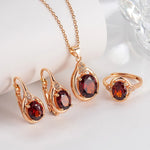 Load image into Gallery viewer, Exquisite 925 Sterling Silver Ruby Necklace Earrings Ring Set for Women Engagement Party Jewelry
