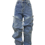 Load image into Gallery viewer, Jeans Denim Pants Women Straight Button Pockets High Waist Mom Floor Length Washed Distressed Strech Trousers 2025 Streetwear
