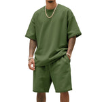 Load image into Gallery viewer, Men's Two-Piece Clothing Set, Loose Round-Neck T-Shirt and Shorts Set, Casual Sportswear, Perfect for Summer
