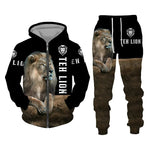 Load image into Gallery viewer, Men Zipper Hoodie Suit Autumn Winter Tracksuit Animal Lion 3D Print Sweatshirts Pants Sets Casual Oversize Clothing High-quality
