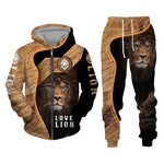 Load image into Gallery viewer, Men Zipper Hoodie Suit Autumn Winter Tracksuit Animal Lion 3D Print Sweatshirts Pants Sets Casual Oversize Clothing High-quality
