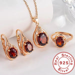 Load image into Gallery viewer, Exquisite 925 Sterling Silver Ruby Necklace Earrings Ring Set for Women Engagement Party Jewelry
