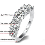 Load image into Gallery viewer, Luxury 18K White Gold Wedding Ring for Women - Inlaid with 5 Sparkling 1 - Carat VVS1 D - Color Moissanite Diamonds
