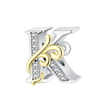 Load image into Gallery viewer, 925 Sterling Silver  A-Z 26 English Letters Retro Fashion Pendant Fit Original Bracelet Charm Beads Necklace Diy Female Jewelry
