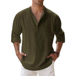 Load image into Gallery viewer, New Cotton Linen Shirts for Men Casual Shirts Lightweight Long Sleeve Henley Beach Shirts Hawaiian T Shirts for Men
