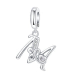 Load image into Gallery viewer, 925 Sterling Silver  A-Z 26 English Letters Retro Fashion Pendant Fit Original Bracelet Charm Beads Necklace Diy Female Jewelry
