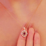 Load image into Gallery viewer, S925 sterling silver women's light luxury high-end golden hollowed-out ruby necklace, a versatile necklace for daily commuting
