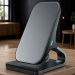 Load image into Gallery viewer, Wireless Charger Mount 10W 7.5W 5W Qi Fast Charging Pad 2 Coils Case Friendly Anti Slip Rubber Type C Input
