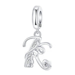 Load image into Gallery viewer, 925 Sterling Silver  A-Z 26 English Letters Retro Fashion Pendant Fit Original Bracelet Charm Beads Necklace Diy Female Jewelry
