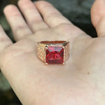 Load image into Gallery viewer, Classic Ruby Ring Wide Square Design High Quality Light Luxury Neutral Elegant Style Men and Women Rings Banquet Jewelry

