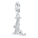 Load image into Gallery viewer, 925 Sterling Silver  A-Z 26 English Letters Retro Fashion Pendant Fit Original Bracelet Charm Beads Necklace Diy Female Jewelry

