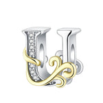 Load image into Gallery viewer, 925 Sterling Silver  A-Z 26 English Letters Retro Fashion Pendant Fit Original Bracelet Charm Beads Necklace Diy Female Jewelry
