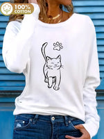 Load image into Gallery viewer, Faith Print Crew Neck T shirt Casual Long Autumn winter top women's long sleeved T-shirt loose comfortable black  white
