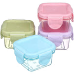 Load image into Gallery viewer, 4 PCS Food Storage Containers with Airtight Lids Small Plastic Meal Prep Boxes Dishwasher Microwave Safe Pink Blue Purple Green
