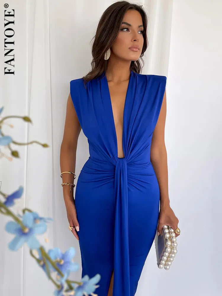 Woman’s Deep V Neck Maxi Dress