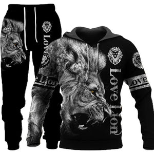 New Animal 3D Tiger Printed Hoodie + Pants Suit Cool Men/Women 2 Pcs Sportwear Tracksuit Set Autumn And Winter Men's Clothing