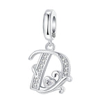 Load image into Gallery viewer, 925 Sterling Silver  A-Z 26 English Letters Retro Fashion Pendant Fit Original Bracelet Charm Beads Necklace Diy Female Jewelry
