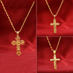 Load image into Gallery viewer, High - Quality 24K AU9999 Gold Cross Necklace for Men &amp; Women, 45cm Long, Fashion - forward
