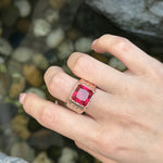 Load image into Gallery viewer, Classic Ruby Ring Wide Square Design High Quality Light Luxury Neutral Elegant Style Men and Women Rings Banquet Jewelry

