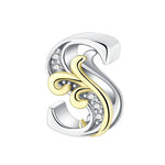 Load image into Gallery viewer, 925 Sterling Silver  A-Z 26 English Letters Retro Fashion Pendant Fit Original Bracelet Charm Beads Necklace Diy Female Jewelry
