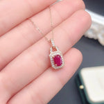 Load image into Gallery viewer, Natural Ruby Gemstone Pendant Necklace Genuine Solid 925 Sterling Silver Women Gift Fine Jewelry
