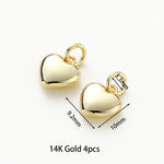 Load image into Gallery viewer, 4pcs/lot 14K 18K Gold Plated Heart Charm with Jump Ring Necklace Making Supplies Solid Love Pendant For DIY Jewelry Accessories
