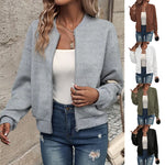 Load image into Gallery viewer, Coat women 2026 casual Autumn Winter New solid color lantern sleeve zipper baseball collar casual coat women's clothing
