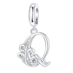 Load image into Gallery viewer, 925 Sterling Silver  A-Z 26 English Letters Retro Fashion Pendant Fit Original Bracelet Charm Beads Necklace Diy Female Jewelry
