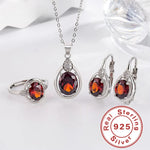 Load image into Gallery viewer, Exquisite 925 Sterling Silver Ruby Necklace Earrings Ring Set for Women Engagement Party Jewelry
