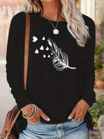 Load image into Gallery viewer, Faith Print Crew Neck T shirt Casual Long Autumn winter top women's long sleeved T-shirt loose comfortable black  white
