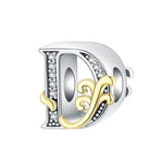 Load image into Gallery viewer, 925 Sterling Silver  A-Z 26 English Letters Retro Fashion Pendant Fit Original Bracelet Charm Beads Necklace Diy Female Jewelry
