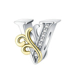 Load image into Gallery viewer, 925 Sterling Silver  A-Z 26 English Letters Retro Fashion Pendant Fit Original Bracelet Charm Beads Necklace Diy Female Jewelry
