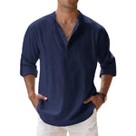 Load image into Gallery viewer, New Cotton Linen Shirts for Men Casual Shirts Lightweight Long Sleeve Henley Beach Shirts Hawaiian T Shirts for Men
