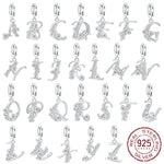 Load image into Gallery viewer, 925 Sterling Silver  A-Z 26 English Letters Retro Fashion Pendant Fit Original Bracelet Charm Beads Necklace Diy Female Jewelry
