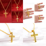 Load image into Gallery viewer, High - Quality 24K AU9999 Gold Cross Necklace for Men &amp; Women, 45cm Long, Fashion - forward
