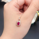 Load image into Gallery viewer, Natural Ruby Gemstone Pendant Necklace Genuine Solid 925 Sterling Silver Women Gift Fine Jewelry
