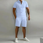 Load image into Gallery viewer, Mens Summer Clothing Set Polo Shirt Casual Loose Short Sleeve Shorts Sports Outfit Gym Beach Wear Comfortable 2 Piece
