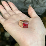 Load image into Gallery viewer, Classic Ruby Ring Wide Square Design High Quality Light Luxury Neutral Elegant Style Men and Women Rings Banquet Jewelry
