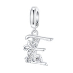 Load image into Gallery viewer, 925 Sterling Silver  A-Z 26 English Letters Retro Fashion Pendant Fit Original Bracelet Charm Beads Necklace Diy Female Jewelry
