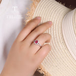 Load image into Gallery viewer, Silver ruby women ring Simple classic design 925 sterling silver treated gemstones fine jewelry for women daily wear
