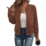 Load image into Gallery viewer, Coat women 2026 casual Autumn Winter New solid color lantern sleeve zipper baseball collar casual coat women's clothing
