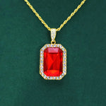Load image into Gallery viewer, Luxury Artificial Ruby Pendant Necklace for Men Women Adaptable Fashion Hip Hop Necklace Party Accessories Anniversary Gift
