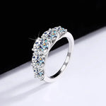 Load image into Gallery viewer, Luxury 18K White Gold Wedding Ring for Women - Inlaid with 5 Sparkling 1 - Carat VVS1 D - Color Moissanite Diamonds
