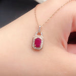 Load image into Gallery viewer, Natural Ruby Gemstone Pendant Necklace Genuine Solid 925 Sterling Silver Women Gift Fine Jewelry
