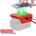 Load image into Gallery viewer, Wireless Charger Adapter for Milwaukee 18V Battery 15W Wireless Charging Adapter for Cell Phone with USB USB-C 2.1A Fast Charge
