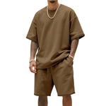 Load image into Gallery viewer, Men's Two-Piece Clothing Set, Loose Round-Neck T-Shirt and Shorts Set, Casual Sportswear, Perfect for Summer
