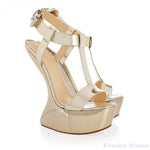 Load image into Gallery viewer, Open Toe Strange Style Heels Sandals Women Sexy T-Strap Solid Round Toe Street Party Sandals New Candy Color Sweet Hotties Shoes

